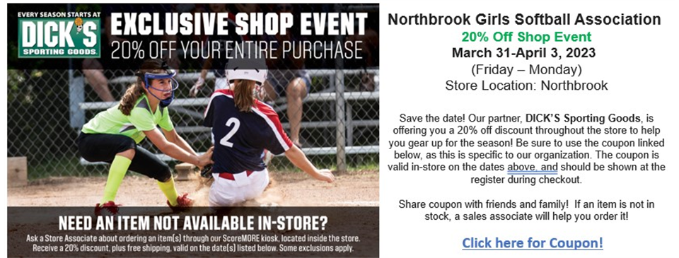DICK'S 20% off Shop Event NGSA